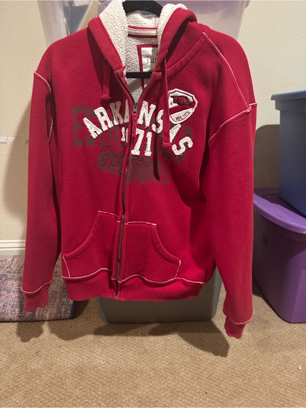 Unisex Arkansas Red Zip-Up Hooded Jacket